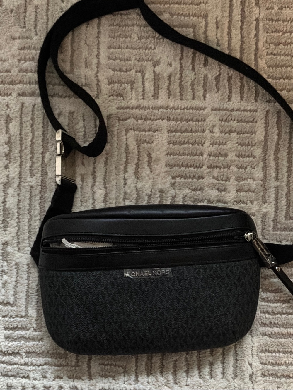 Michael Kors Black and Dark Gray Signature Crossbody Bag